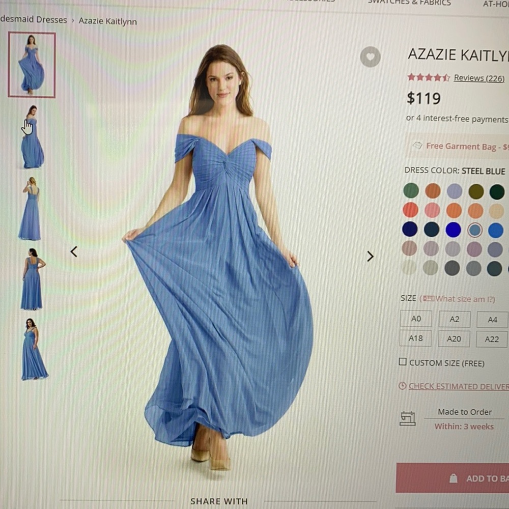Azazie kaitlynn bridesmaid dress a14 steel blue